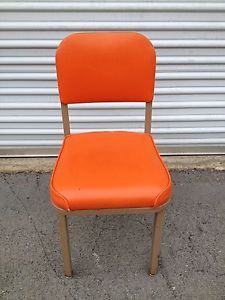 Vintage Retro 70's United Chair Co Bright Orange Vinyl Office or Kitchen Chair