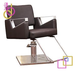 D Elemento Spa Salon Styling Chair Brown Hydraulic Pump Chrome Modern