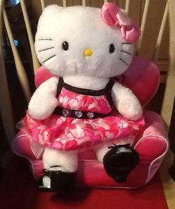 LKN Build A Bear Hello Kitty 17" Sofa Chair Pink Princess with 3 Outfits LKN