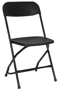 Lot Sale of 10 Black Plastic Party Folding Chairs w Metal Frames 2185