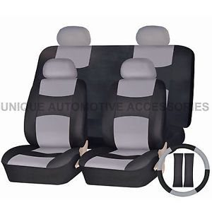 Chevrolet Camaro Malibu PU Leather Gray Black Semi Custom Seat Covers 13 Pcs
