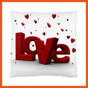 Trendy Red Love Hearts One Side Print Cushion Case Cover New Bedroom Chair Decor