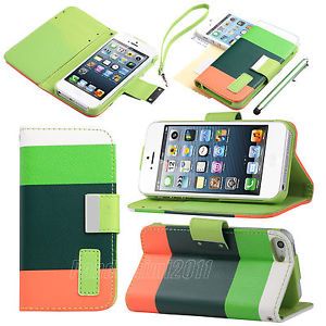 Stylus Hybrid PU Leather Credit Card Pouch Wallet Case Cover for iPhone 5 6th