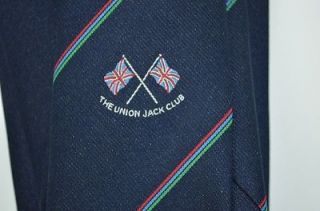 Vtg Muddocks Dick The Union Jack Club Men's Neck Tie Navy Blue Classic