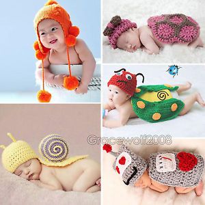 Baby Girl Boy Newborn 9M Handmade Knit Crochet Clothes Photo Prop Outfits WHS350