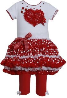 Bonnie Jean Girls Red Mesh Valentine Heart Spring Dress Outfit Leggings Set 4T