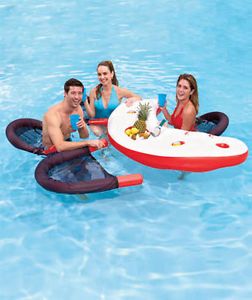 New Plastic Inflatable Floating Swimming Pool Water Bar Table Tray Chairs