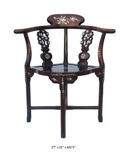 Chinese Date Red Plum Flowers Motif Mother of Pearl Inlay Rosewood Chair F860