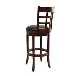New Kyoto Wood 360degree Swivel Chair Bar Counter Stool Faux Leather Seat Stools