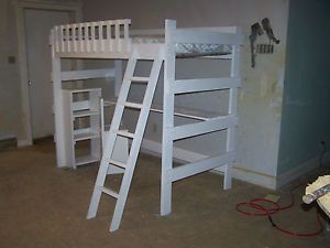 Twin Size Heavy Duty Loft Bed with Desk Shelf and Chair