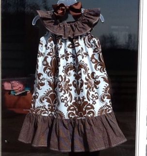 Custom Boutique Resell Blue Brown Ruffle Easter Dress or Tunic Top Size 3T 4T