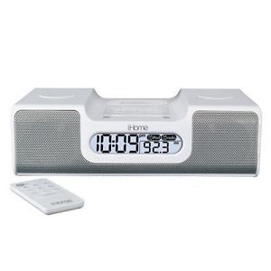 iHome IH8 Dual Alarm Clock Radio iPod Speaker System Docking Station White Touch