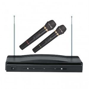 New Karaoke DJ Pro 2 Mics Cordless VHF Dual Wireless Microphone System