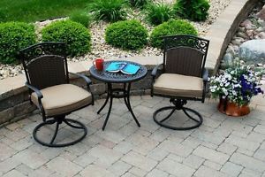 Savilla 3 Piece Chat Set Outdoor Bistro Patio Garden Furniture Table w 2 Chairs