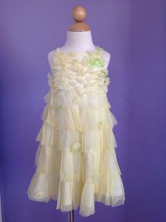 Kate Mack Girls Yellow Tulle Ruffle Spring Summer Dress Sz 3T 3 LN Style 519GBB