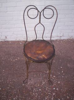 Vtg Rustic Twisted Metal Wrought Iron Ice Cream Parlor Patio Chair Lawn Decor