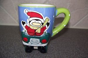 Santa Penguin Driving A Car Figural Christmas Holiday Mug Cup Hand Painted