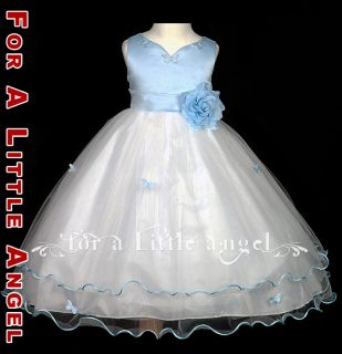 Sky Blue Baby Flower Girl Wedding Dress 600 Size XS