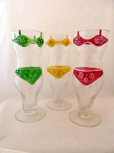 Summer Fun Bikini Tall Bar Glasses Set Beer Mixed Drink Glass Hour Glass Shape