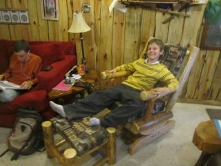 Pine Log Rustic Rocker Footstool Rocking Chair