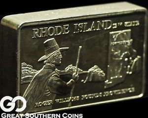 Franklin Mint Providence Rhode Island 11 429 oz Sterling Silver Bar "Ingot"