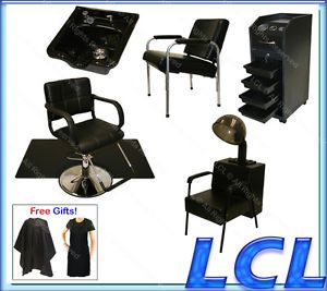Hydraulic Barber Chair Styling Station Shampoo Bowl Hair Dryer Salon Equipment