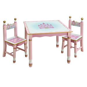 Guidecraft G86302 Kids Princess Castle Table 2 Chairs Set Pink White New