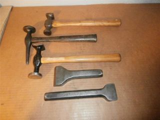 3 Tin Working Auto Body Hammers 2 Heavy Dolly's Dollies