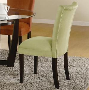 2 Green Microfiber Parson Dining Chairs by Coaster