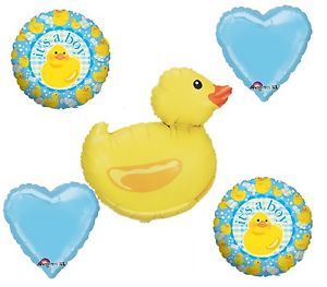 Rubber Duck Duckie Balloons Boys Baby Shower Supplies Yellow Blue Lot Decoration