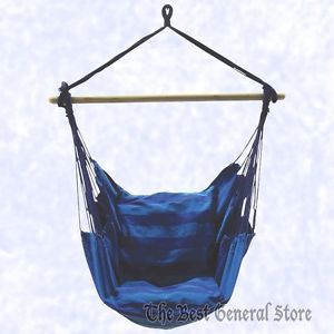 Blue Hanging Rope Hammock Chair Porch Swing Seat Patio Camping Max 250 Lbs