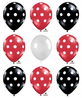 15 Polka Dot Ladybug Party Balloons Red Black White Set