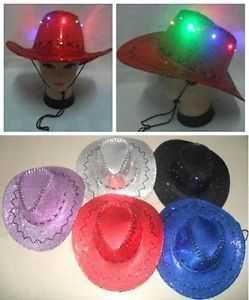 Light Up Sequin Purple Cowboy Hat Party Supply Western Hats Mens Womens Cowgirl