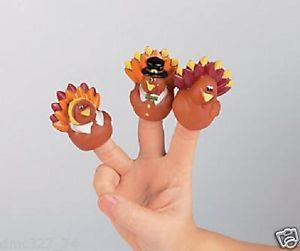 12 Fall Autumn Harvest Thanksgiving Party Favors Turkey Finger Puppets