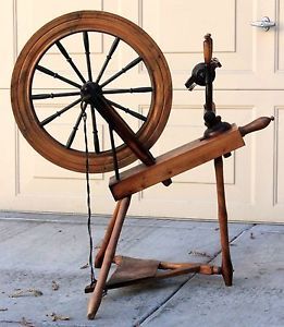 Antique Wood Spinning Wheel