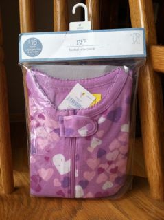 Baby Gap Pajamas One Piece PJ 2T Toddler Girls Purple Valentine Hearts