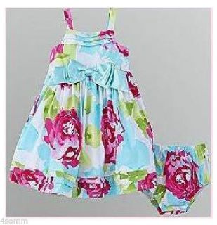 2 Pcs Holiday Editions Girl's Big Bow Floral Dress Set Sz 24 Months