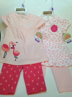 Carter's Lot of New Baby Girl's Outfits 2 2 Piece Top Pant Sets 12 MO