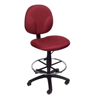 Burgundy Mid Back Drafting Office Chair Stool w Footrng