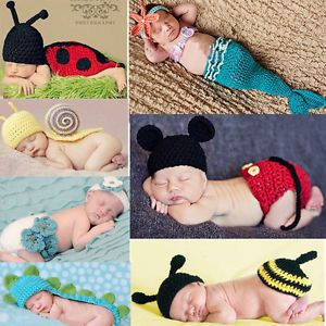 Baby Girl Boy Newborn 9M Knit Crochet Handmade Clothes Photo Prop Outfits