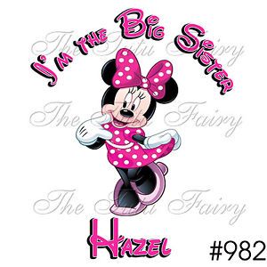 Big Sister Minnie Mouse Shirt Name Personalized T Shirt Baby Toddler Girl 1 7