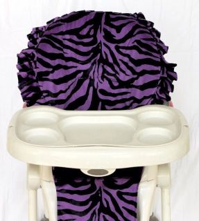 Baby High Chair Cover Fits Most High Chairs Purple Zebra New Soft Padded
