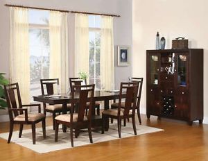 Marissa Contemporary 7 Piece Dining Room Set Table Chairs Dark Cherry Finish