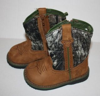 John Deere Baby Cowboy Leather Camo Boots Size 4
