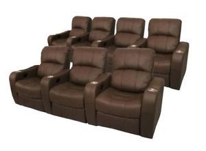 Newport Home Theater Seating 7 Brown Recliner Power Chairs