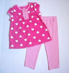 Carter's Child of Mine Hearts Polka Dots Daddy's Valentine Top Pants 24 M