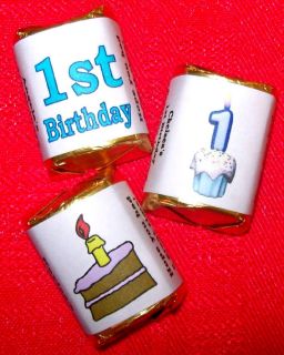 60 First 1st Birthday Party Favors Candy Wrappers
