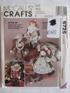 McCalls Craft Pattern 6725 Button Dolls 11" Clothes Xmas Elf Lady Baby Uncut