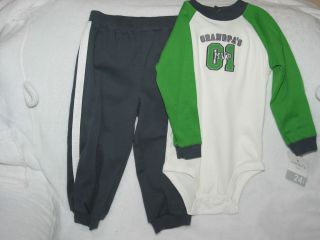 Carter's Infant Boys 2 Piece Bodysuit Pants Grandpa's 01 Outfit 24 Months