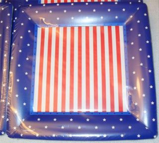 8 Packages Square Paper Plates Patriotic Fourth July Stars Stripes 64 Plates